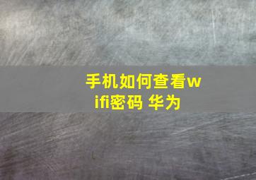 手机如何查看wifi密码 华为